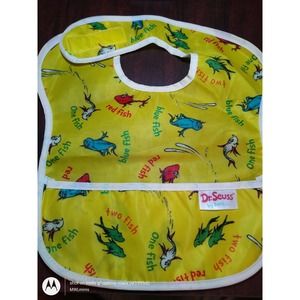 Yellow Dr Suess Bib 1 2 red blue fish BUMPKINS Vinyl Eat Play reborn baby